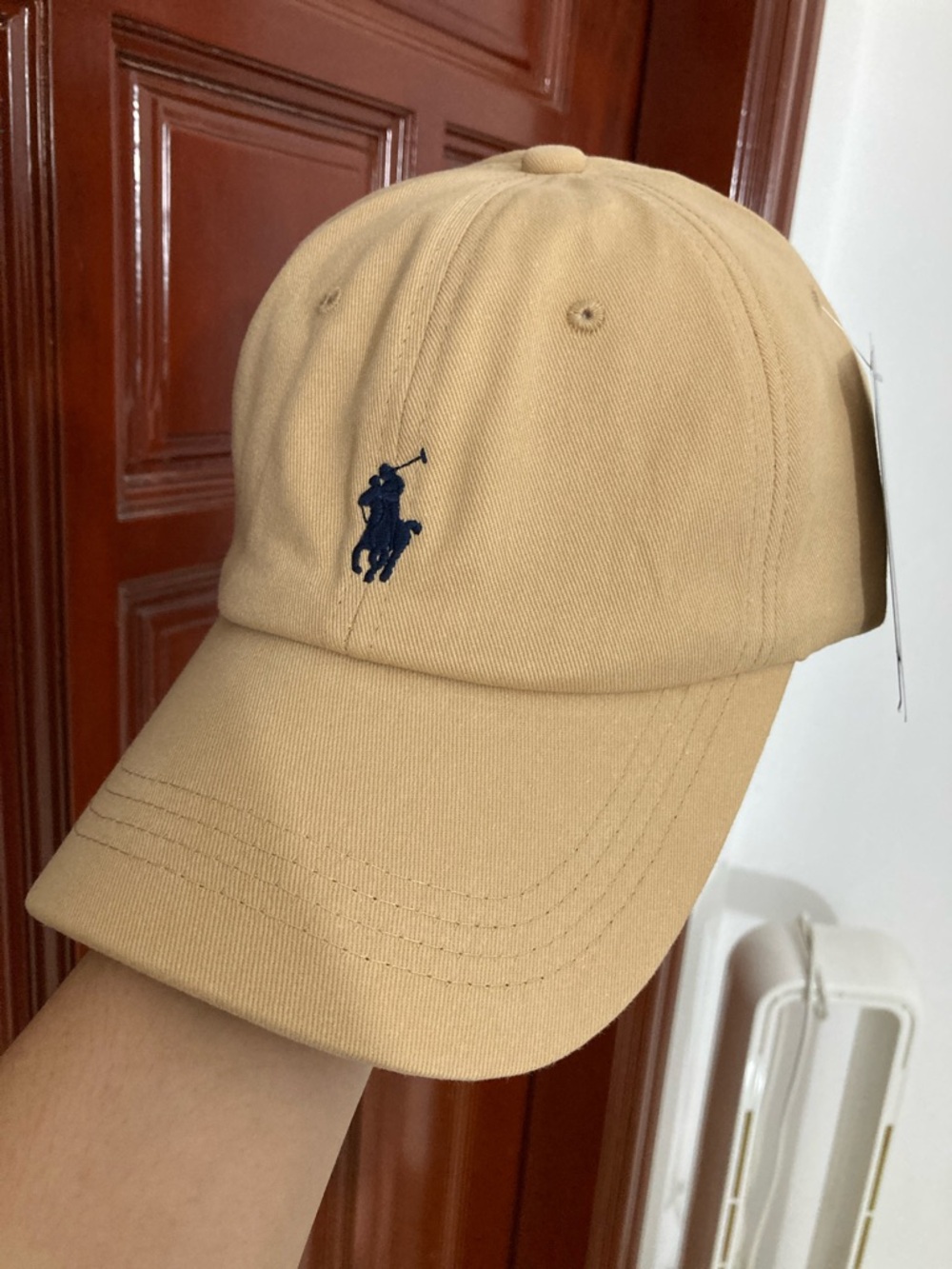 Authentic Polo by Ralph Lauren Men’s Tan Cap with Navy Polo Logo